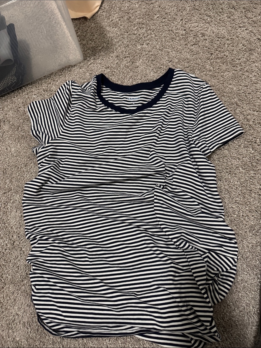 Old Navy Navy and White Striped Maternity Short Sleeve Tee